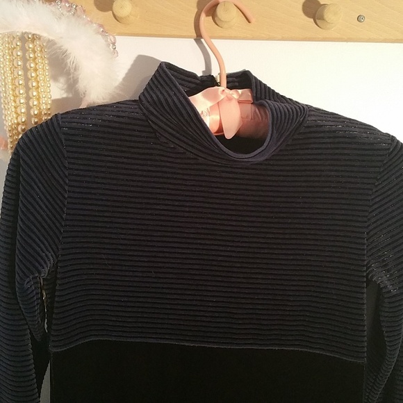 Talbots Kids Size 8 Long Black Velour Fabric Dress - Picture 4 of 8